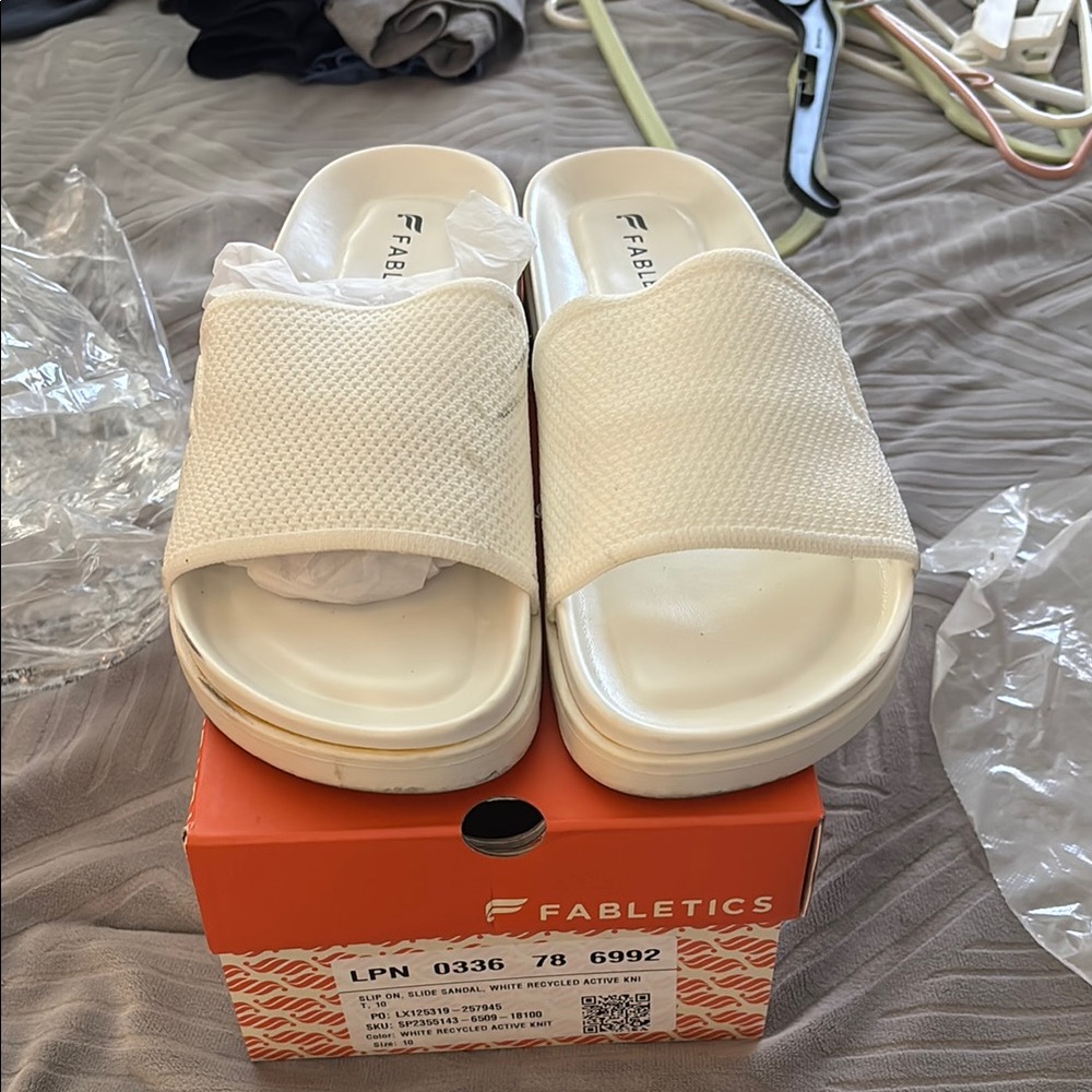 Fabletics Women's White Slide Sandals